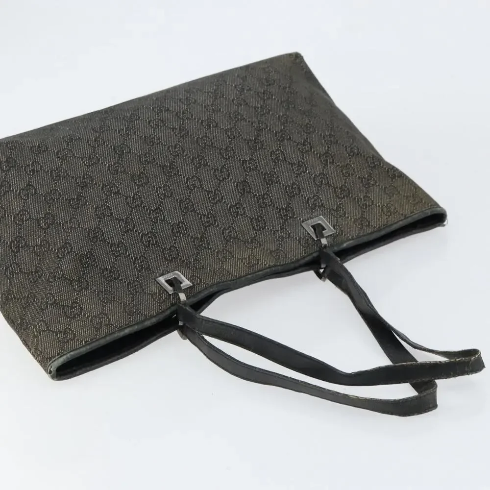 Gucci GG Canvas Tote Bag Black Silver 36173